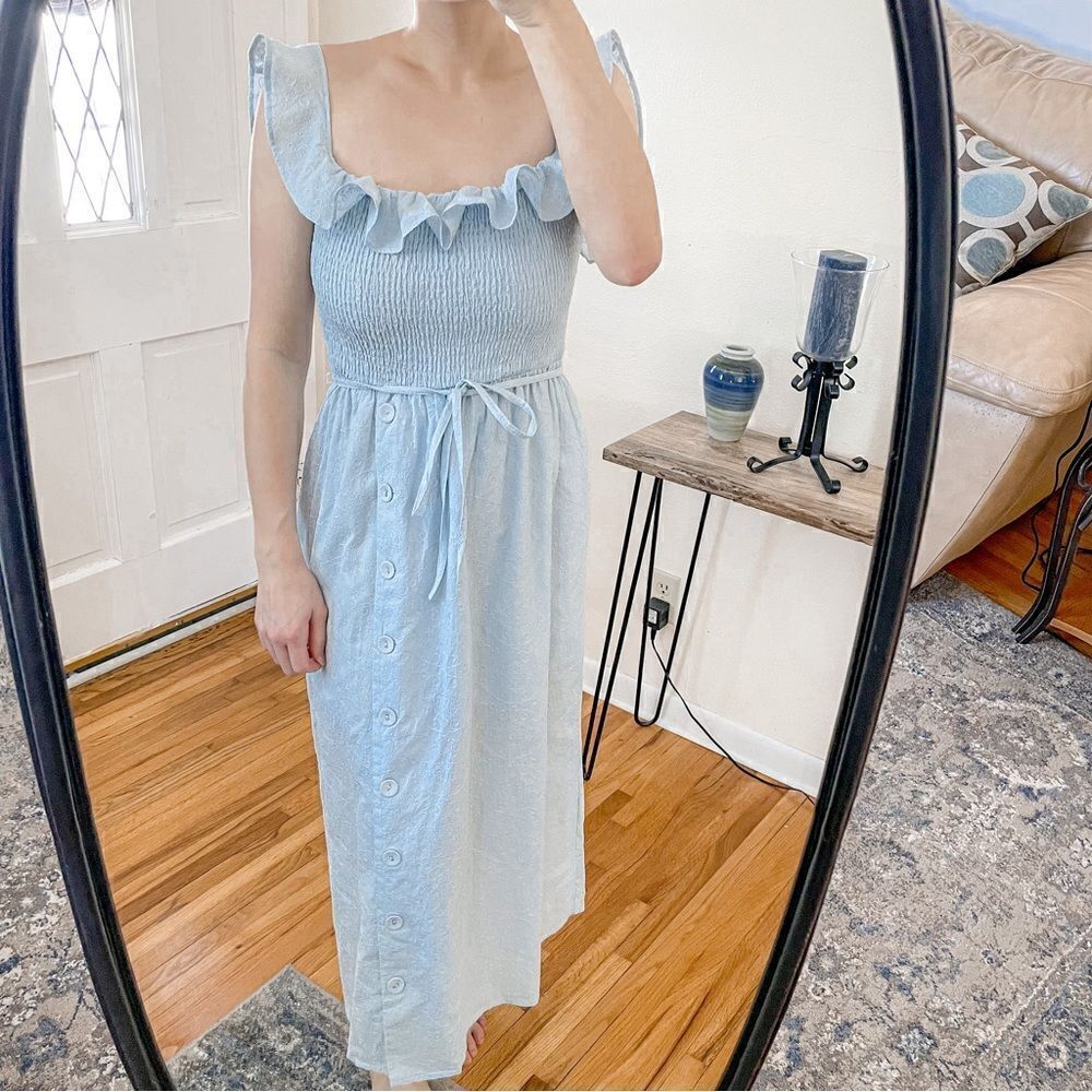 Tularosa Zion Midi Dress Baby Blue Embroidered L - Picture 10 of 11